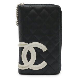 CHANEL Black Leather Logo Wallet